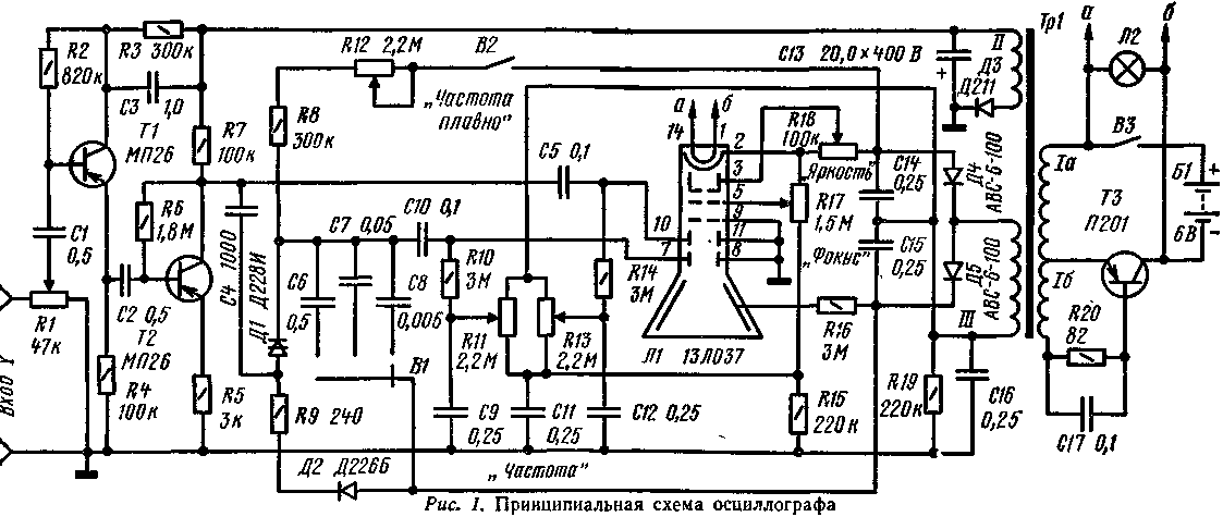 Осциллограф на 6ло1и своими руками схема