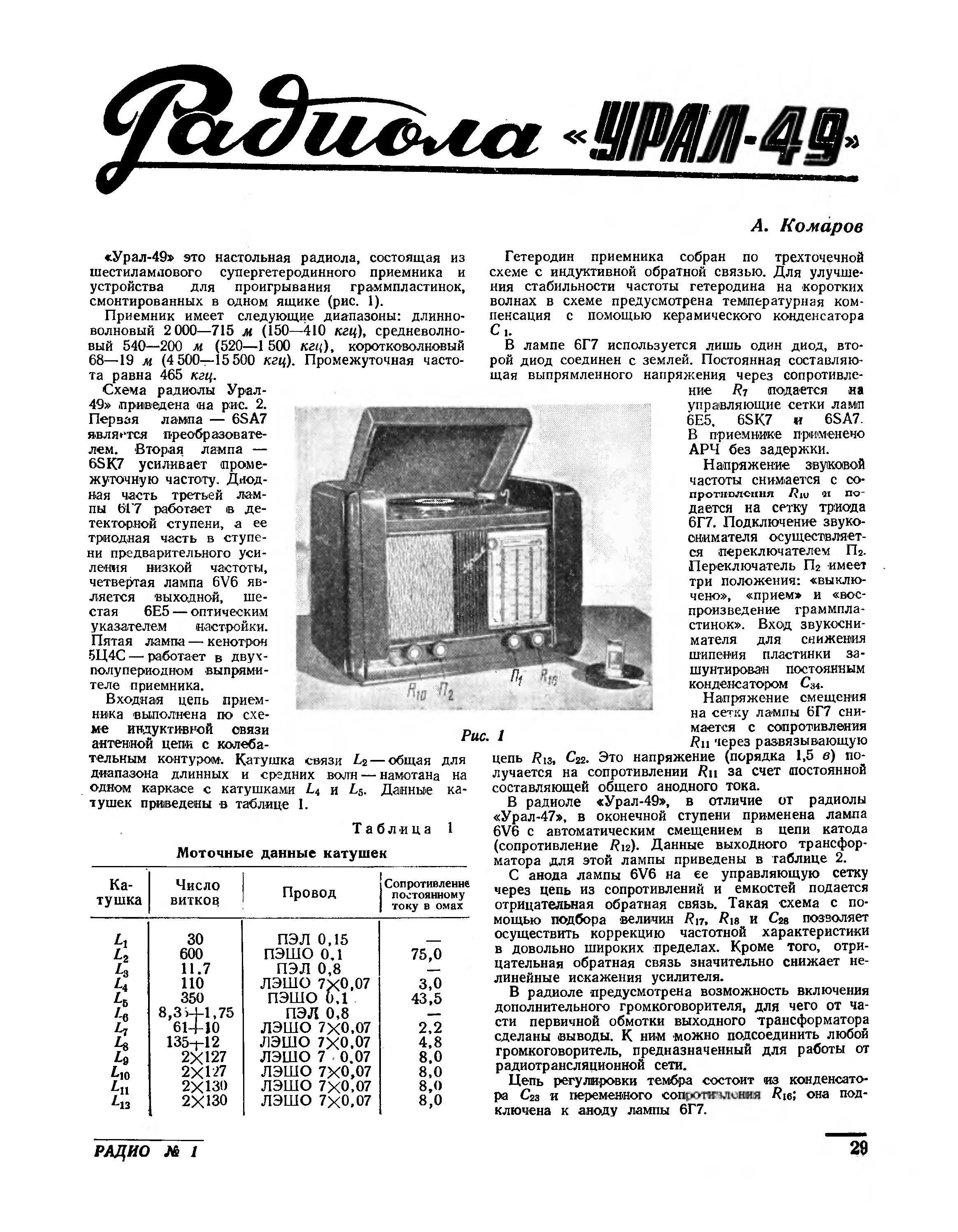 Урал 110 радиола схема