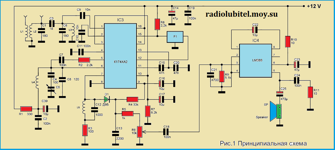 Приемник на 3 мгц схема на к174ха2