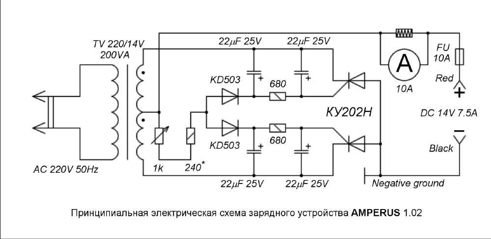 Зарядное устройство на тиристоре с защитой. схема, описание.