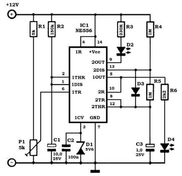 Реле времени на ne555 схема