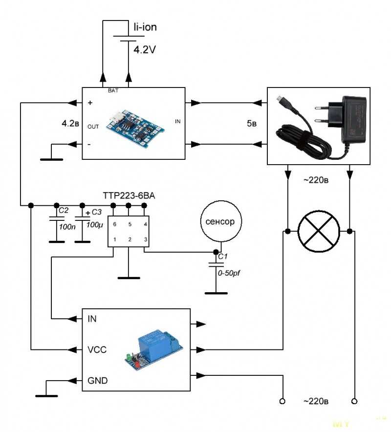 Схема сенсорного выключателя на 220 вольт с алиэкспресс
