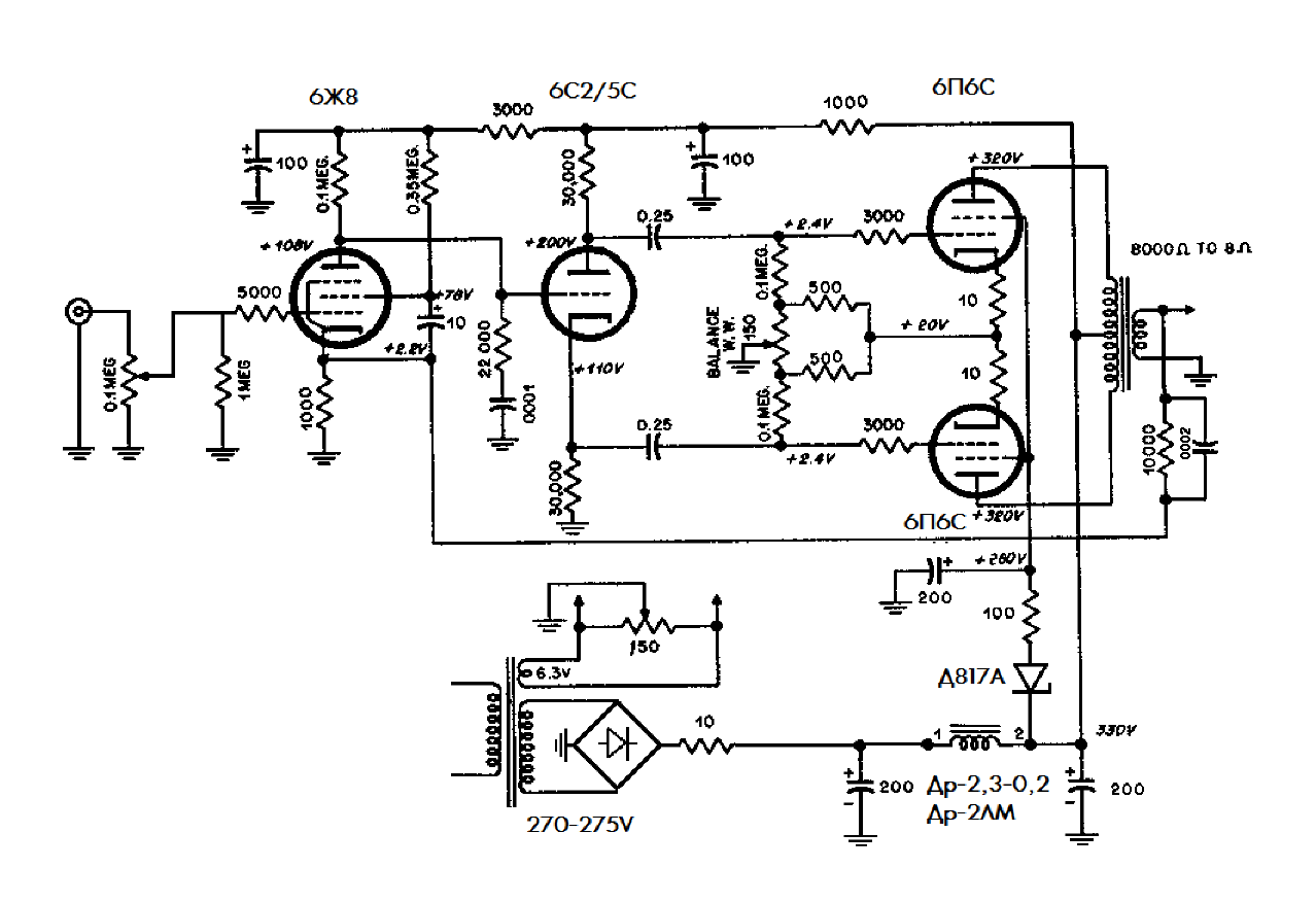 Ламповый усилитель схема