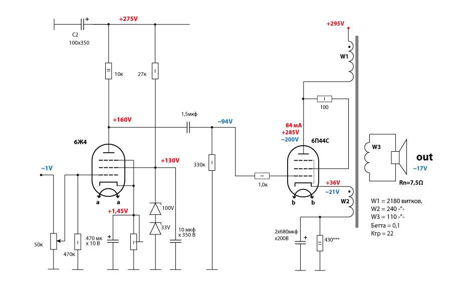 Схема усилителя на лампе 6ф5п - 85 фото