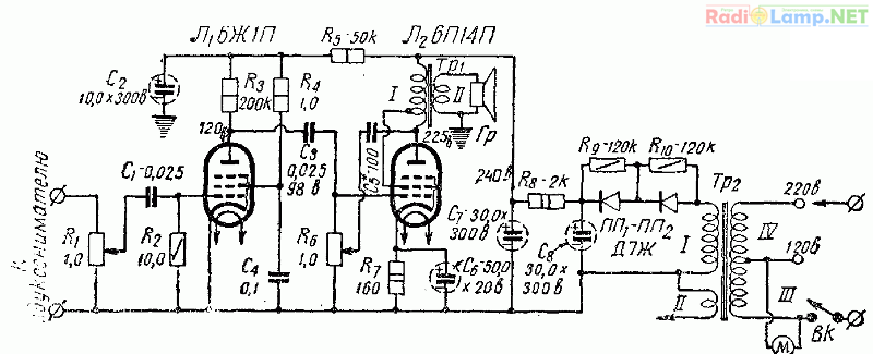 Радиолампа 6е1п схема подключения