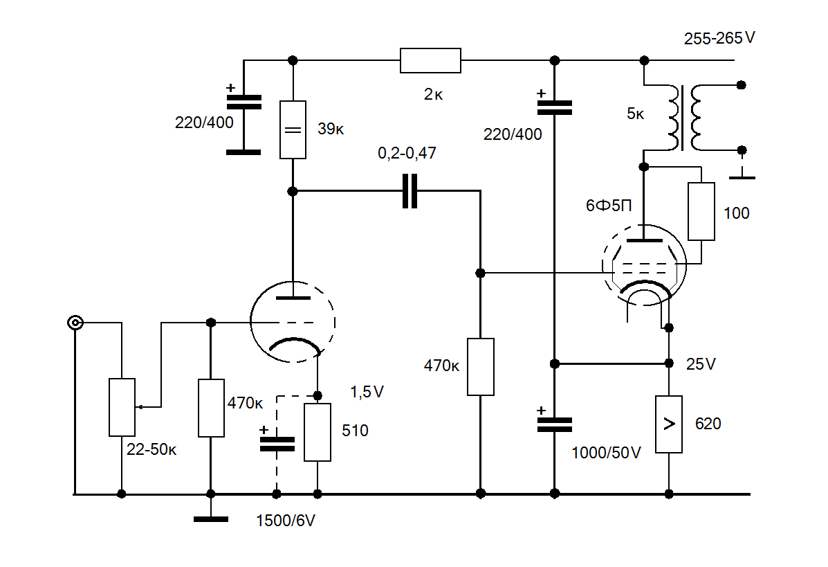 6с4с усилитель однотактный схема
