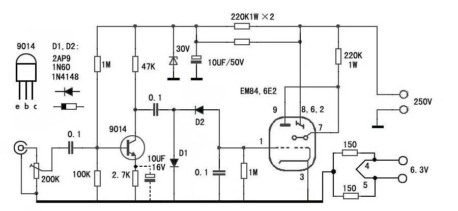 Радиолампа 6е1п схема подключения