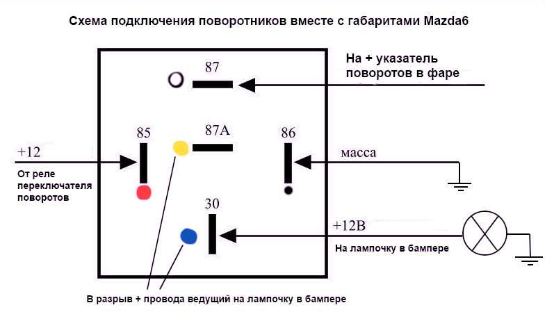 Схема подключения реле поворотов с 4 контактами - prodemio.ru