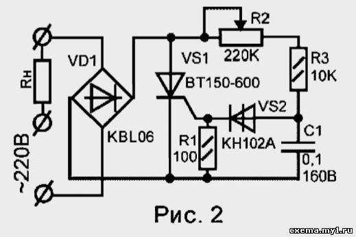 Регулятор мощности на тиристоре ку202н схема для зарядки